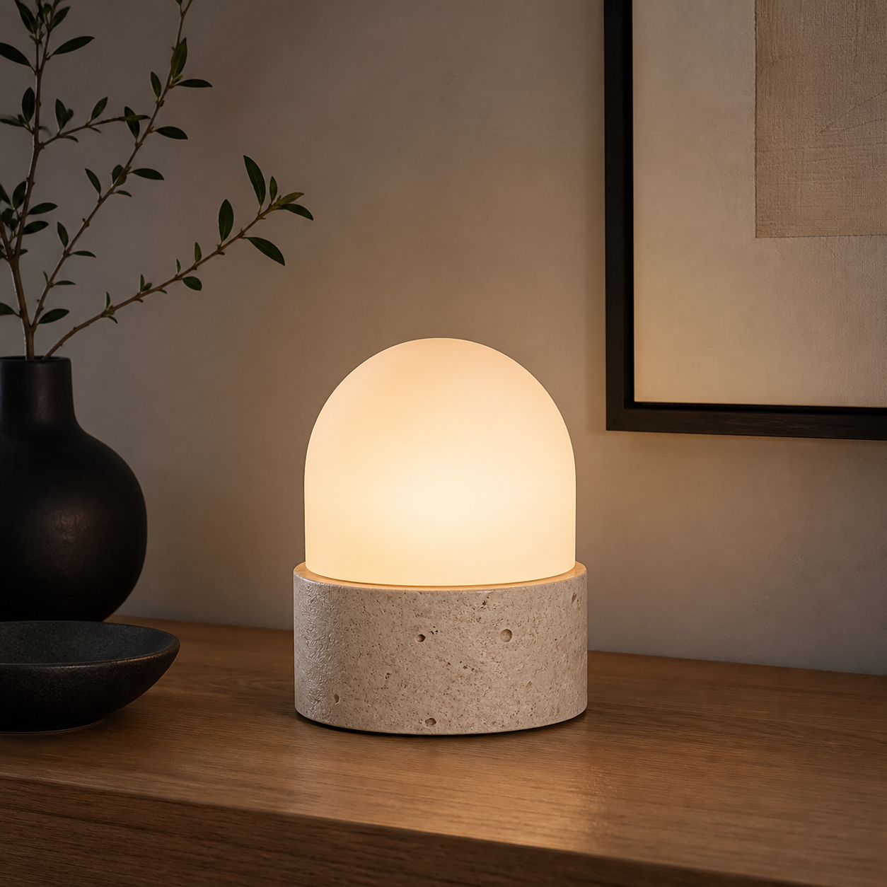 Nexorivc Minimal Stone Dome Table Light